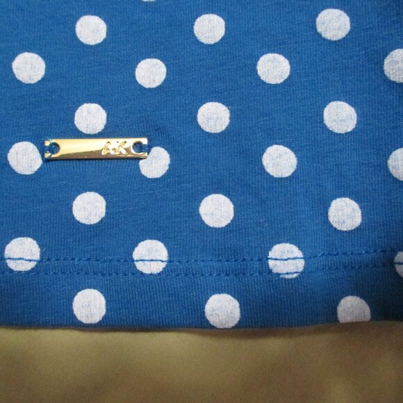 Anne Klein top blue with white polka dots, soft, stretchy cute neckline size XL - Picture 4 of 7